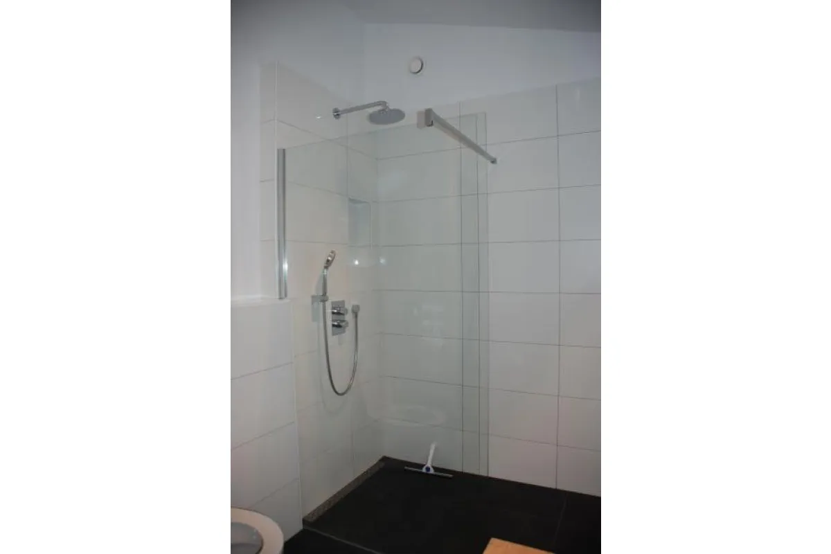 Badkamer met douche, toilet en wastafel