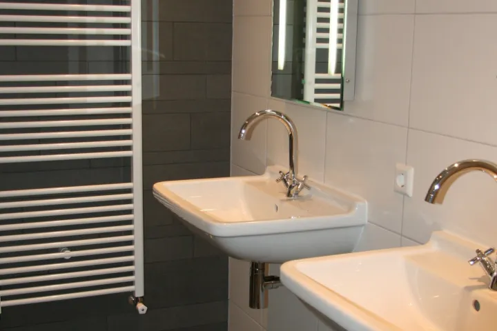 Twee wastafels in de badkamer